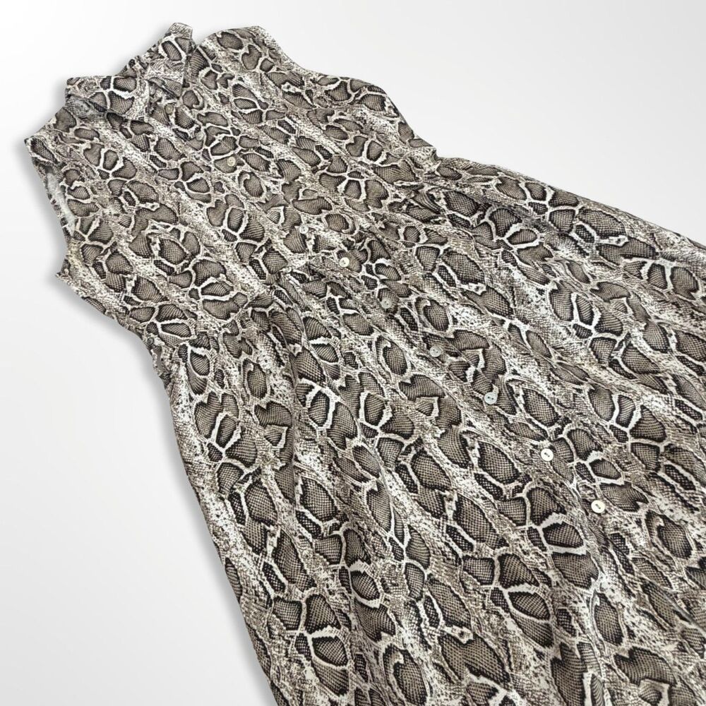 Laura Bianchi 100% Linen Python Print Button Down… - image 1